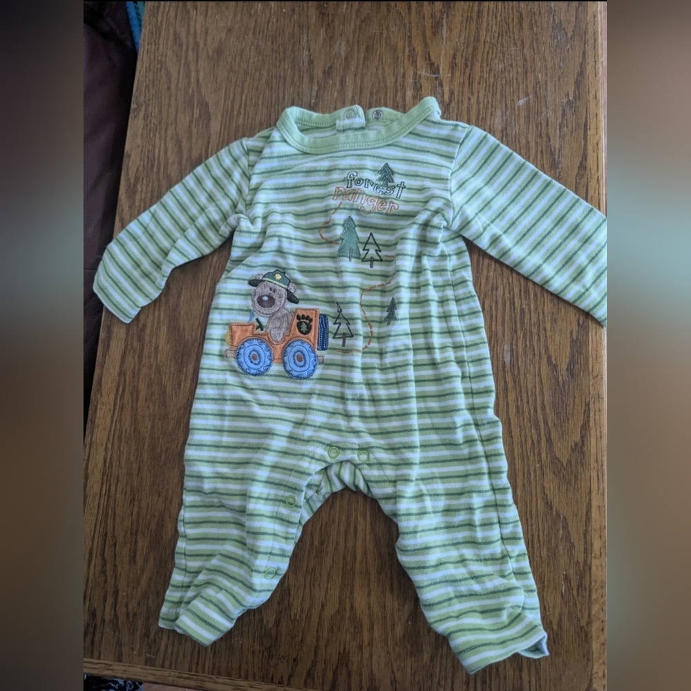 Sonoma Green Striped Kids Footie